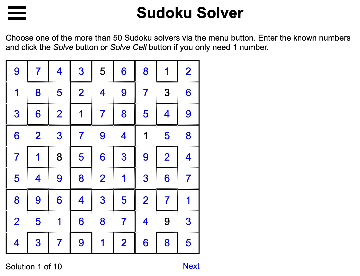 Sudoku Solver Screenshot